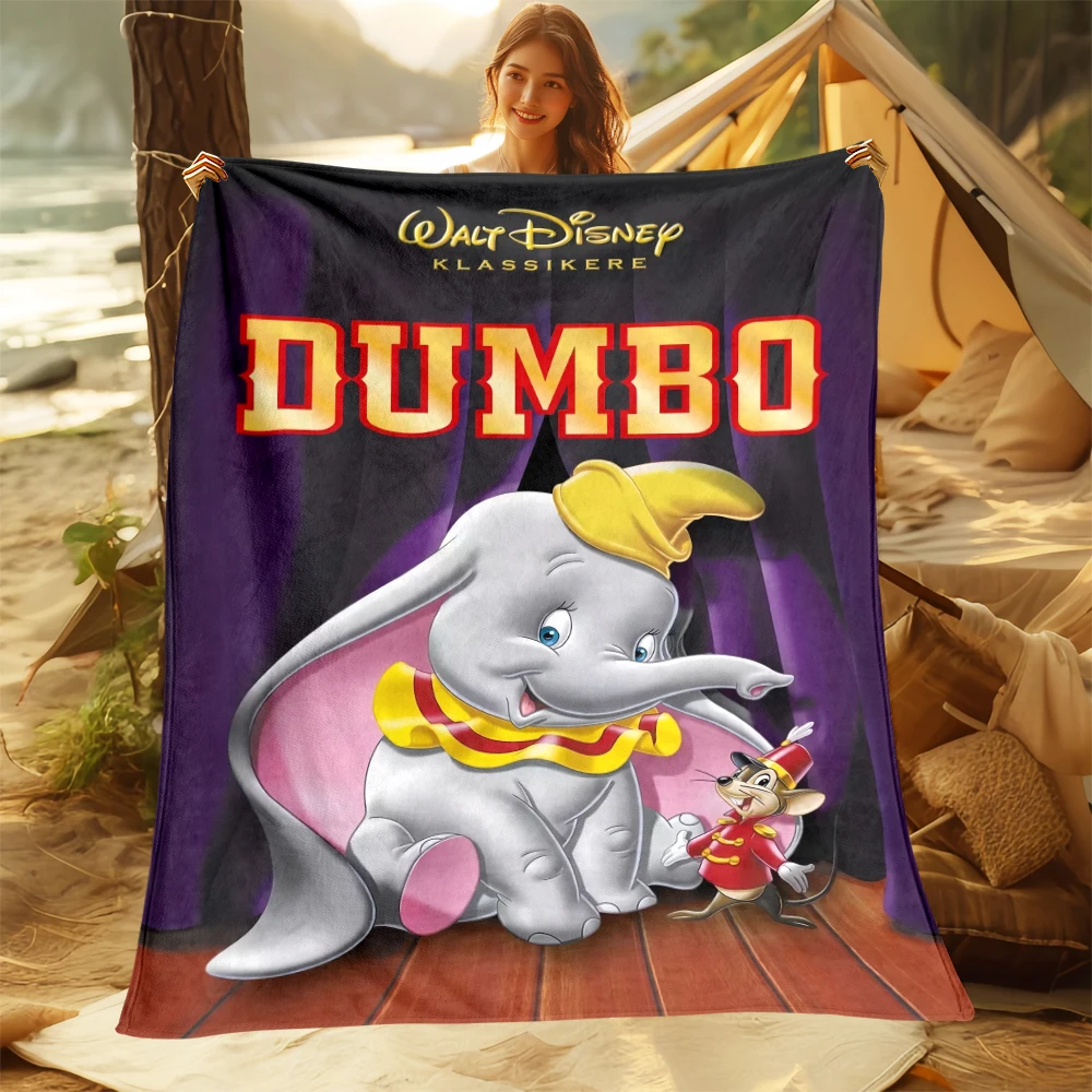 MINISO dumbo Cute Cartoon Print Blanket.Oversized Soft Warm Flannel All-season Blanket.Use Sofas,Picnic,office,Camping Blankets