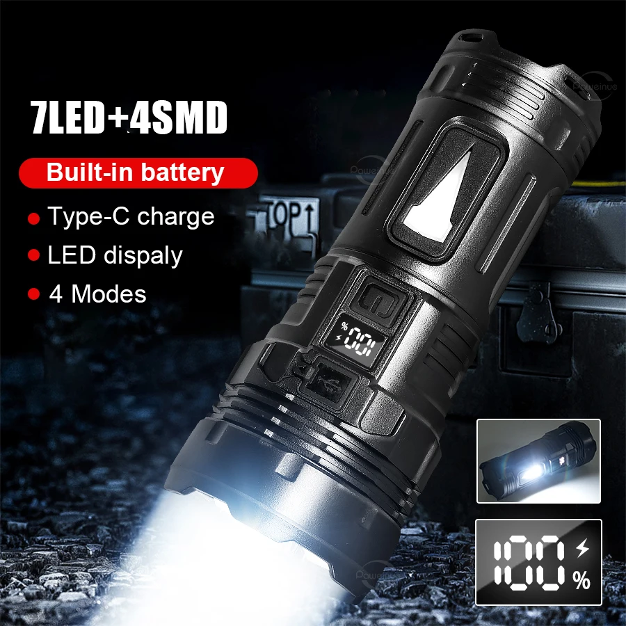 

Ultra Powerful Led Flashlight COB 7 LED White Laser Torch Waterproof USB Portable Rechargeable Lamp Exploring Camping Lantern
