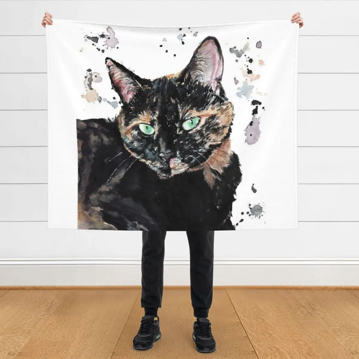 

Watercolour Torti Cat Throw Blanket Decoratives Sleeping Bag Thins Cute Plaid Blankets