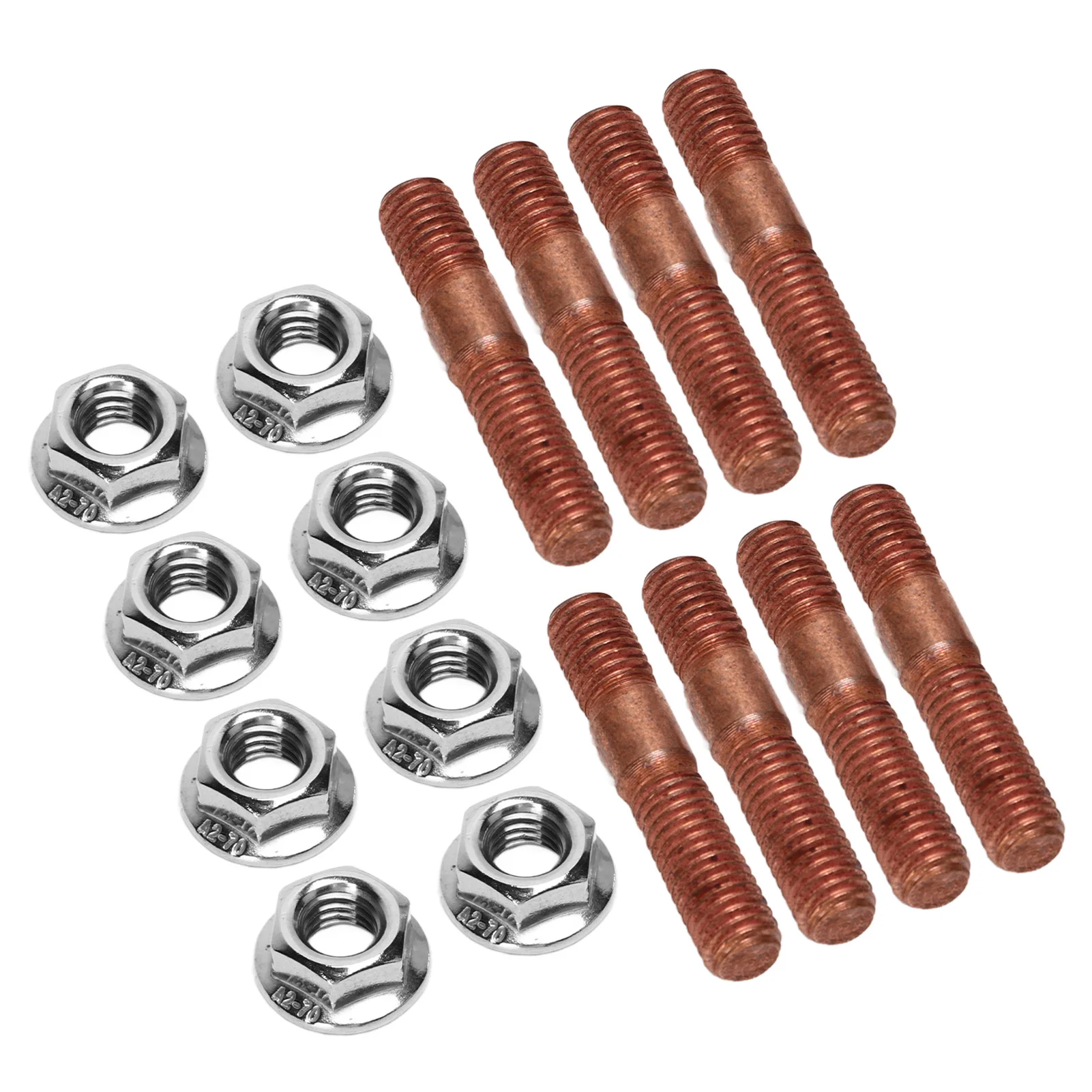 8 Pcs M8 1.25 Threaded Turbo Studs Kit 8mm Metal Alloy High Pressure Resistant Exhaust Manifold Stud Bolt Nut Hardware