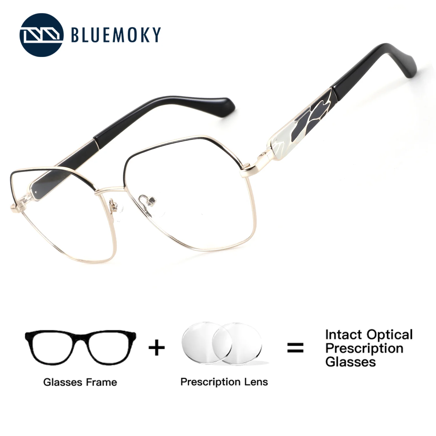 BLUEMOKY S Size Butterfly Prescription Eyeglasses Women Photochromic Anti Blue Light Metal Graduated Lenses Reading Glasses