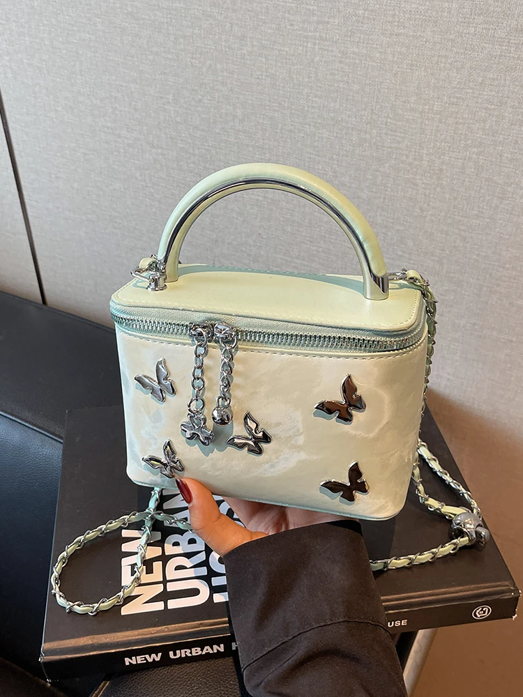 

Bow Square Women's Bag Summer New Korean High End Light Luxury Zipper Handbags Fashion Chain Casual Commute One Shoulder Bag