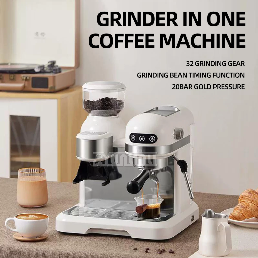 Semi-automatic Coffee Machine Household Espresso Maker Milk Frother Whipping Foam Coffee Grinding Integrated Machine