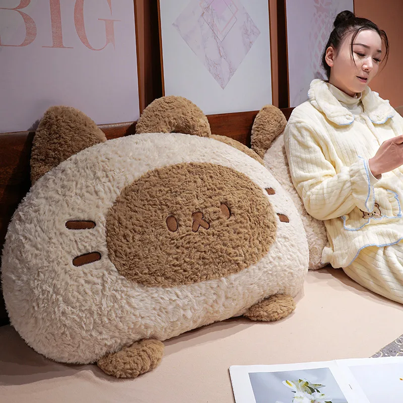 

Большая коричневая плюшевая игрушка-кошка Кавай, сиамская кошка, подушка для офисного сна, милая мягкая подушка-опора для кровати, подарок для детей