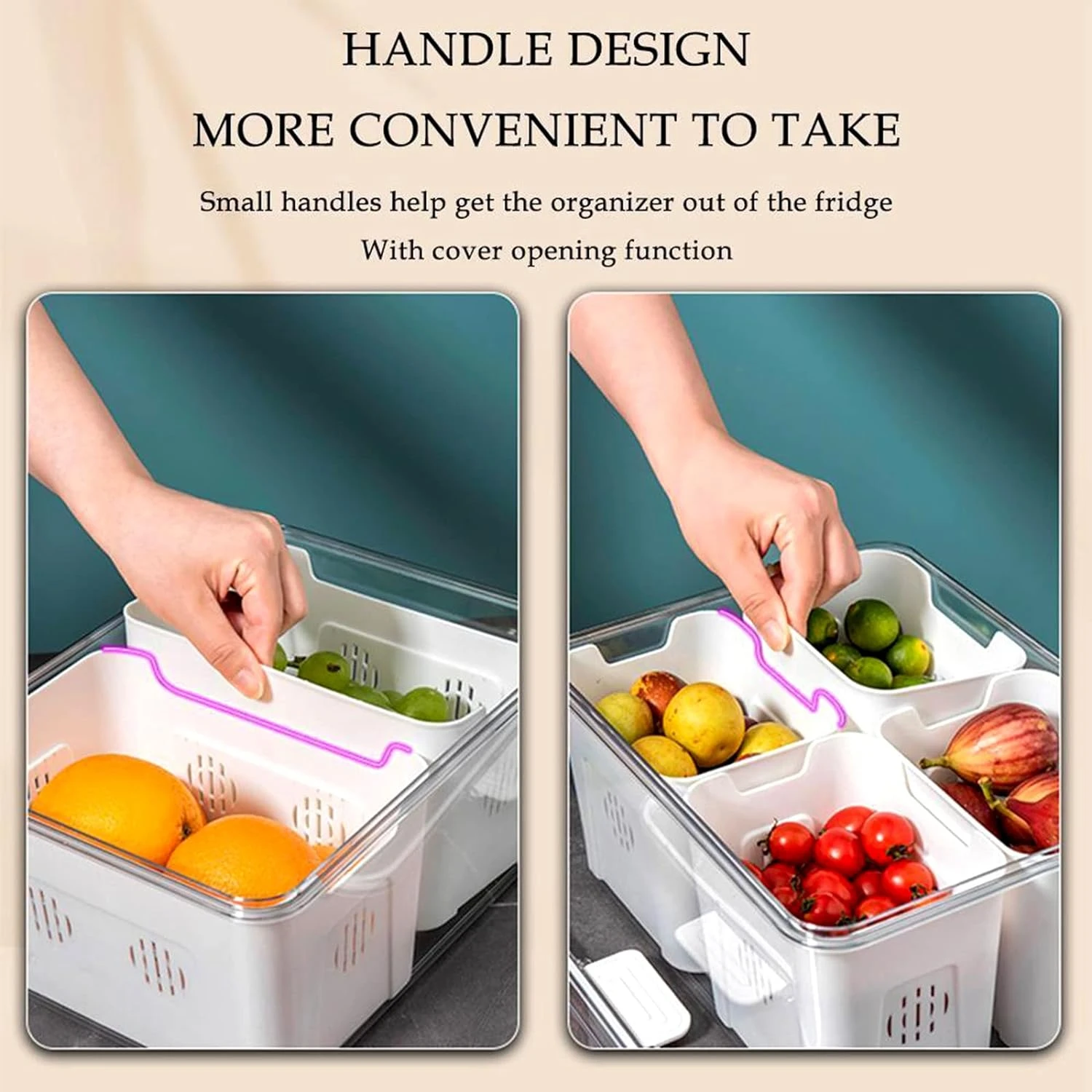 Convenient, Versatile, and Stackable White Plastic Refrigerator Organizer Bins with Lid - Keep Your Kitchen Neat and Tidy with I