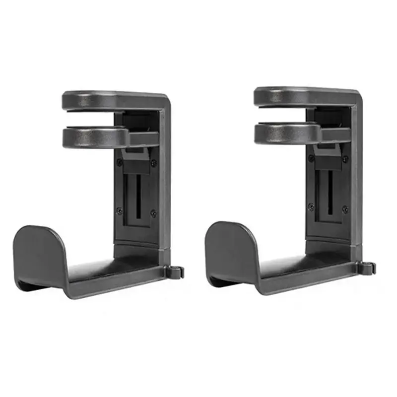 N34R-No Punch 2Pcs 360 Degree Rotating Table Clip Hook Headphone Holder Storage Hanging Accessories