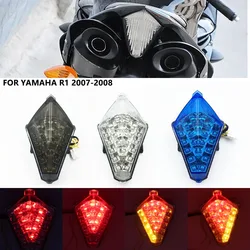 Luz trasera de freno para motocicleta, intermitentes LED integrados, accesorios para Yamaha YZF R1 2007 2008