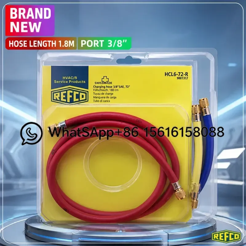 REFCO HCL6-144-R Freon Charging Hose Air Conditioner Refrigerant Filling Tube AC Snow Hose R134a R410a Manifold Gauge Kit