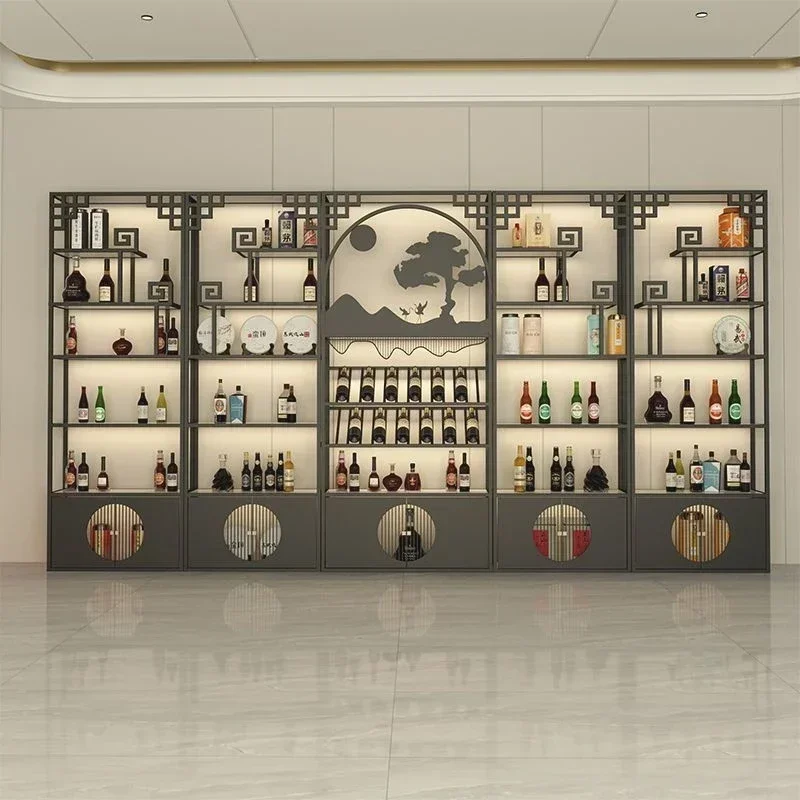 Cellar บาร์ตู้หรูหราไวน์ Rack ผนังห้องนั่งเล่นชั้นวางไม้โมเดิร์นกาแฟ Organizer ตู้โชว์ขวด Mesas เฟอร์นิเจอร์