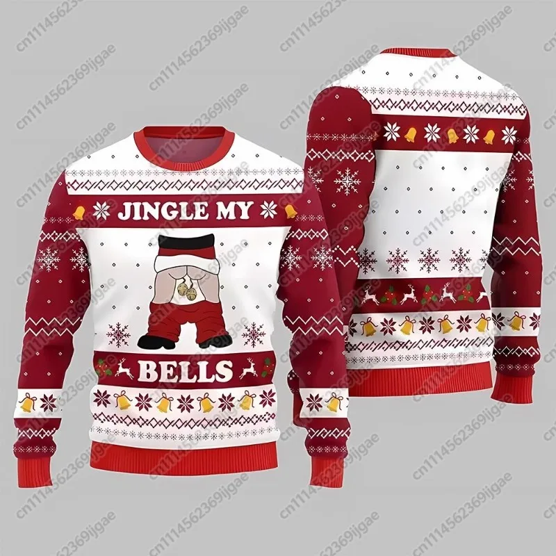 Jingle My Bells Ugly Christmas Sweater Men's Beer Party 3D Printed Santa Claus Family Hoodie Snowman Alpaca Pattern Sweater