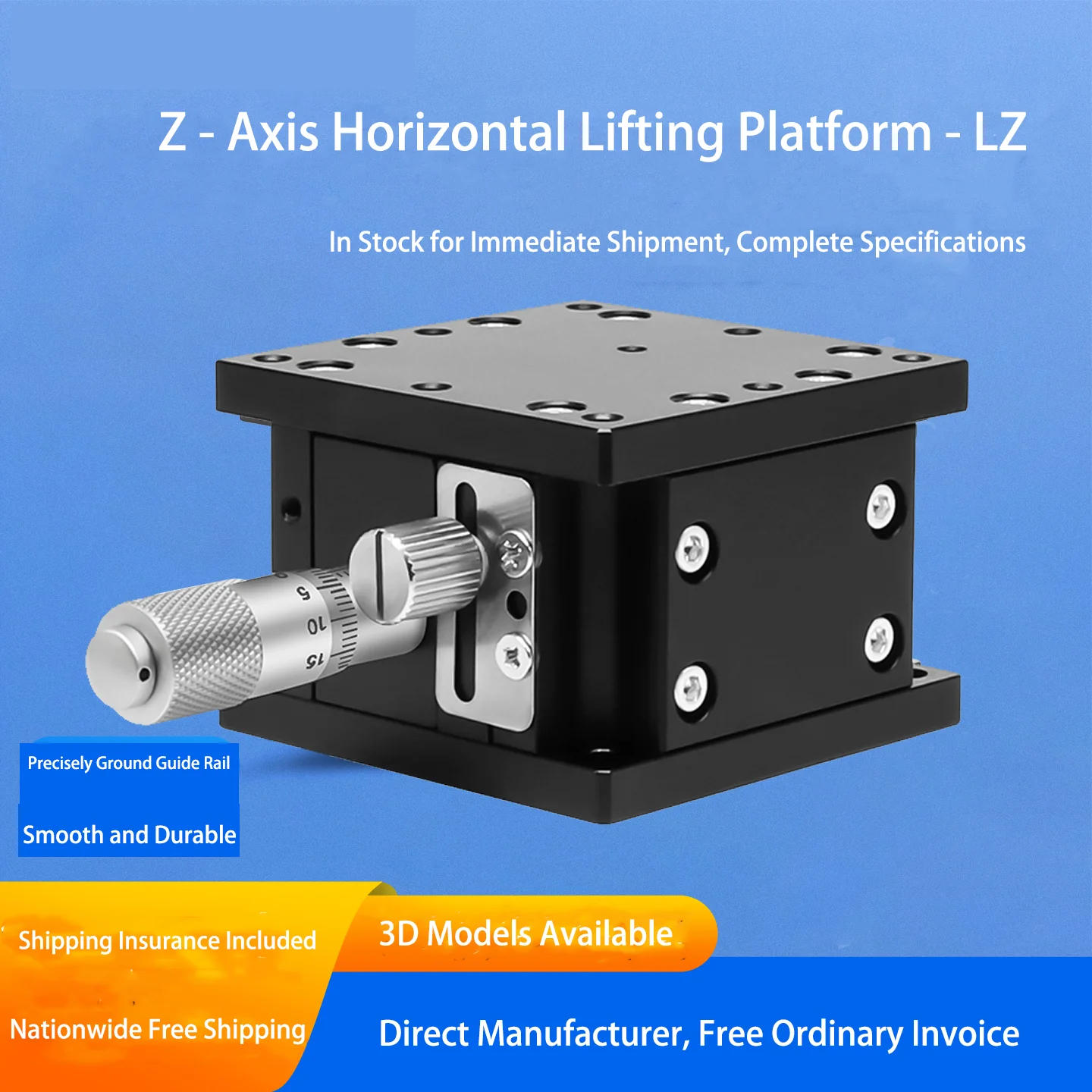 

Подъемная платформа по оси Z. Оптическая прецизионная платформа с точной регулировкой. Подъемная платформа скольжения LZ40/60/80/90/125-2-N.