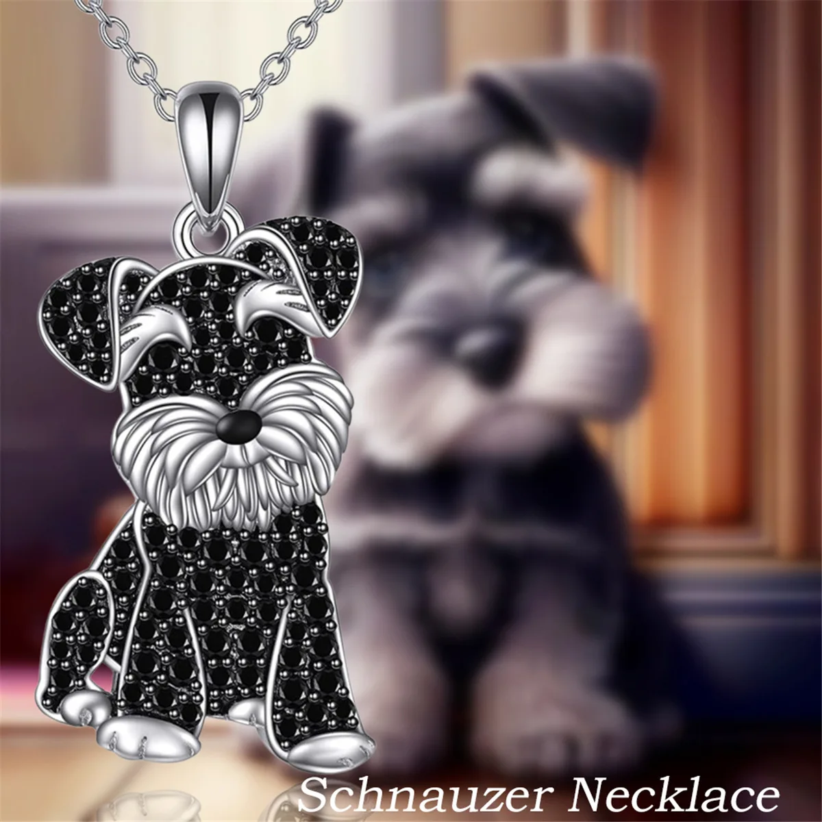 Exquisite and Cute Schnauzer Dog Pendant Necklace for Women Elegant Pet Puppy Jewelry Animal Accessories Dog Lovers Gift