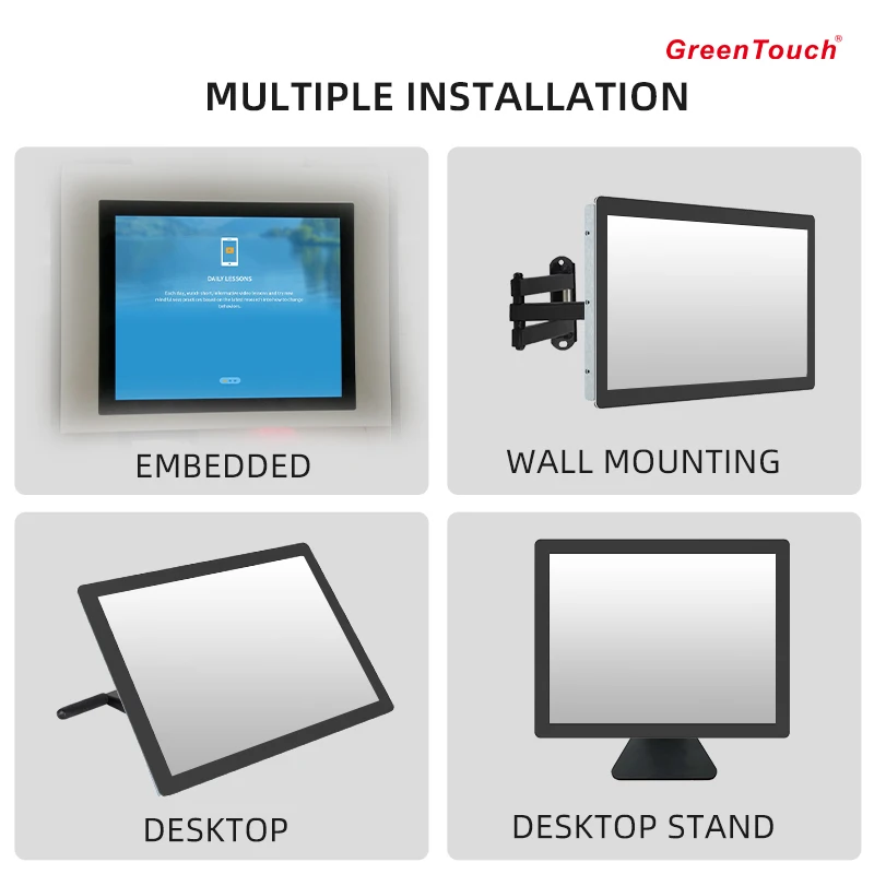 شاشة لمس VESA مقاس 17 بوصة تعمل باللمس مثبتة على الحائط تعرض شاشة صناعية متعددة اللمس لفحص كشك السيارات