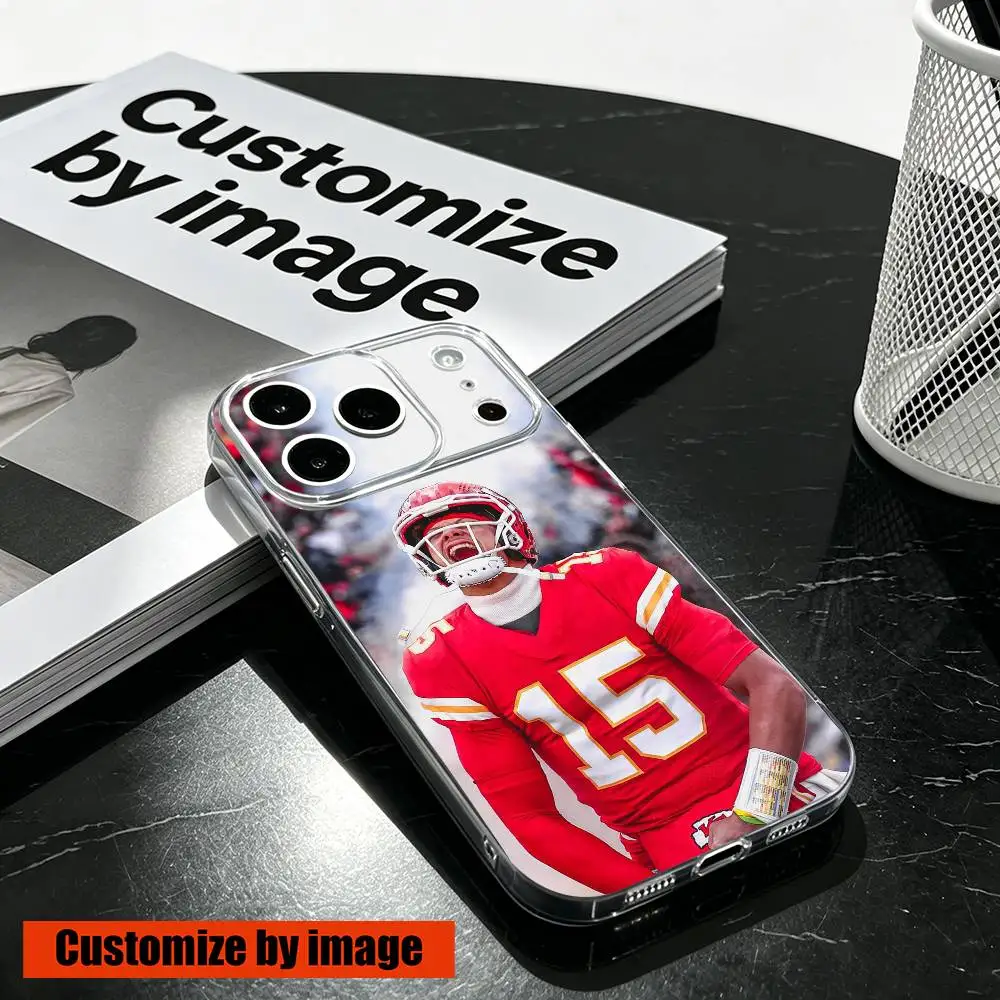 Funda de Silicona Transparente para Teléfono con Diseño de Patrick M-Mahomes, Fútbol Americano, para iPhone 17 16 15 14 13 12 11 Mini Pro Max Plus