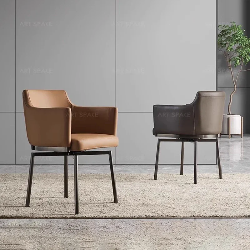 Luxury Rotate Dining Chairs With Armrest Modern Trendy White Dining Chairs Italian Ergonomic Sillas Comedor Home Furniture