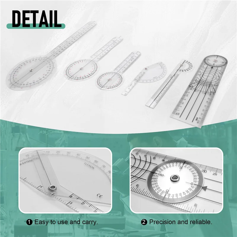 

ABFM-6Pcs Spinal Ruler Spinal Finger Goniometer Protractors Multi-Ruler Angle 180/360 Degree Measuring Tool