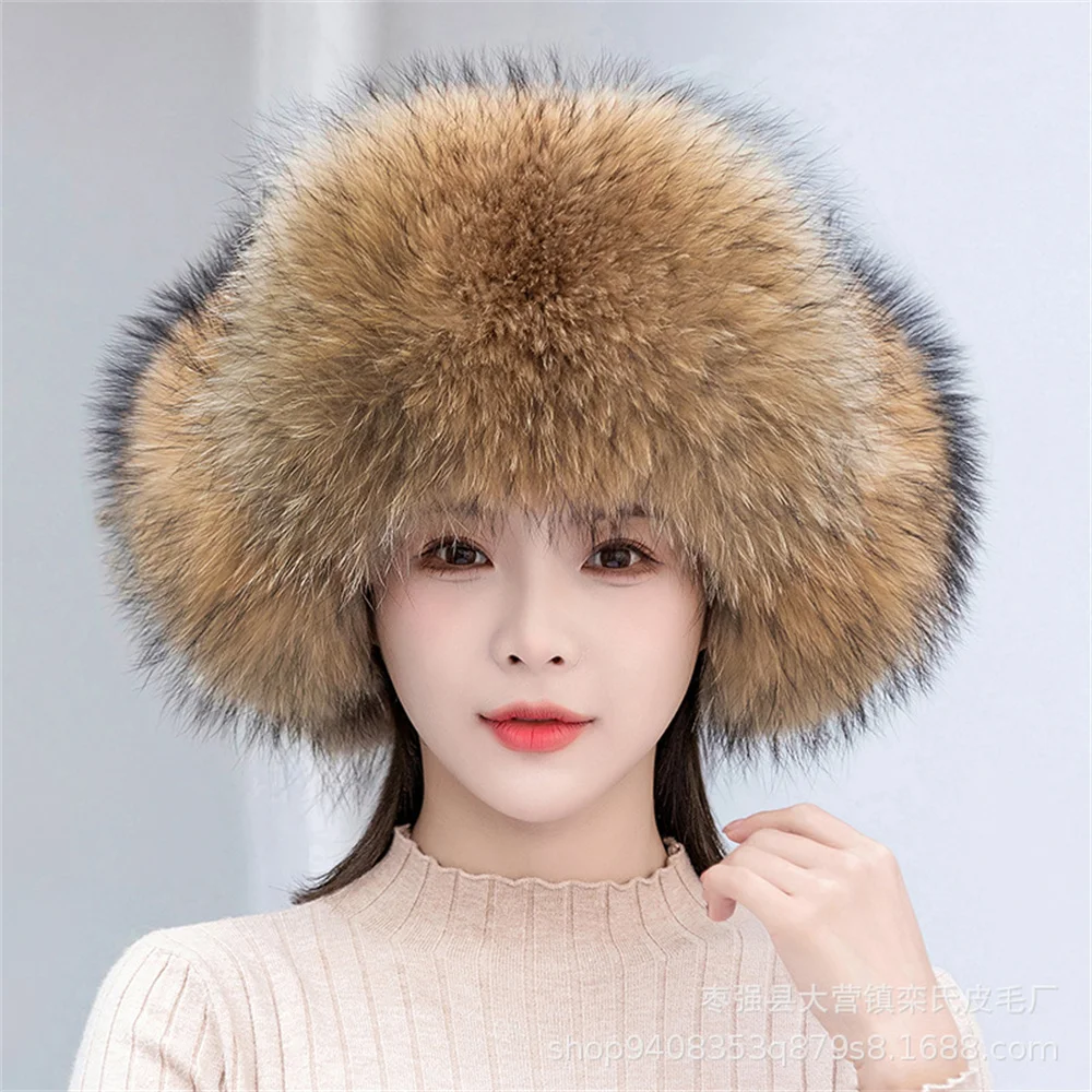 New Winter Men's 100% Real Silver Fox Fur Bomber Hat Raccoon Fur Ushanka Cap Trapper Russian Man Ski Hats Russian Silver Fox Hat