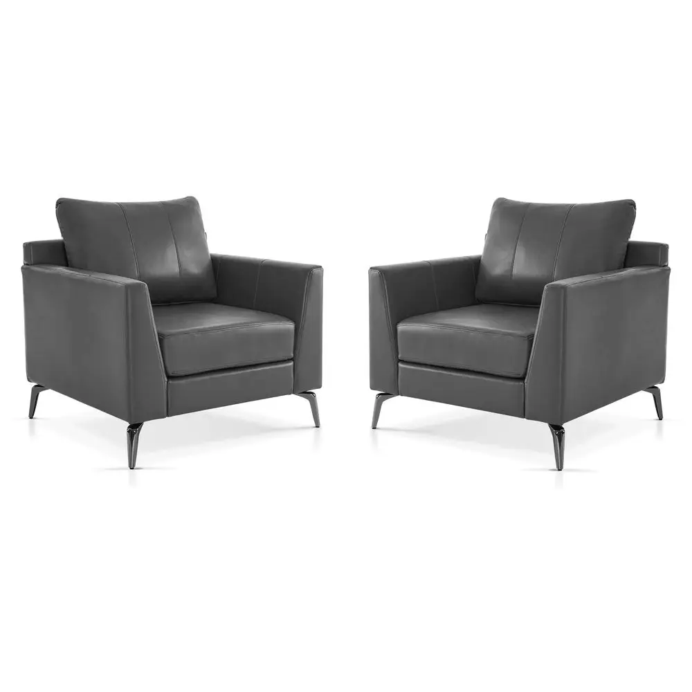 

Modern Accent Chair Set of 2, Faux Leather Armchair with Sloped Arms, Comfortable Living Room, Office, Reception, or Waiting Ro