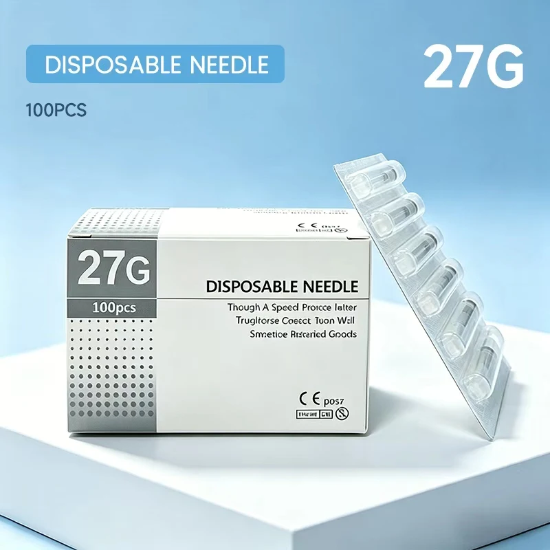 100pcs Disposable 27G 13MM 25MM Needle Stainless Steel Individually Packaged Beauty Tool