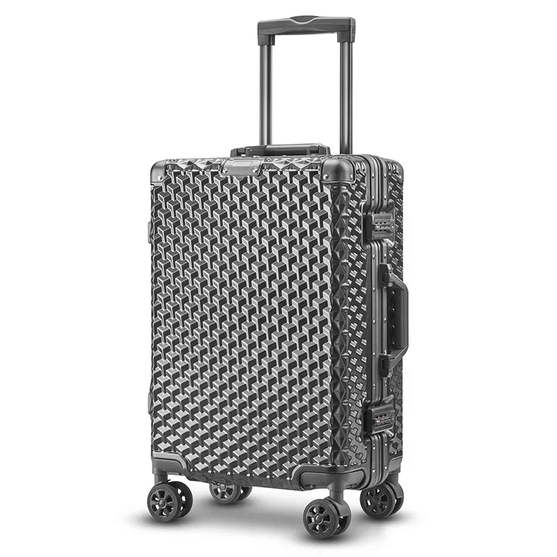 High Quality Aluminum Frame Trolley Suitcase,trolley Luggage Case,carry on Suitcase on Wheels,Business Silver Rolling Luggage