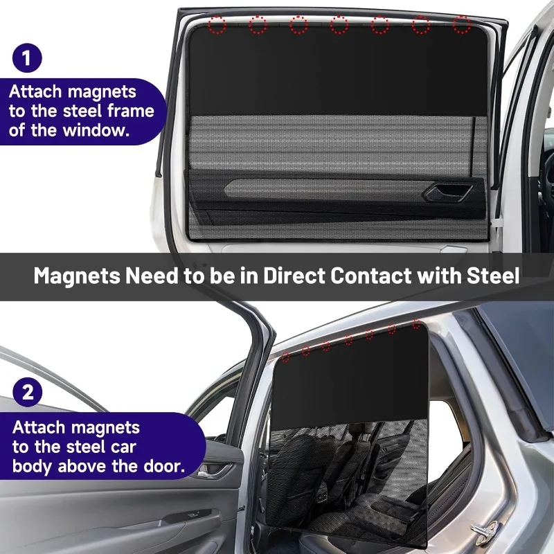 1PCS Magnetic Car Side Window Sun Shade Universal Left/Right Semi-Blackout Mesh Sun Visor Rear Window Sunshade UV Protection