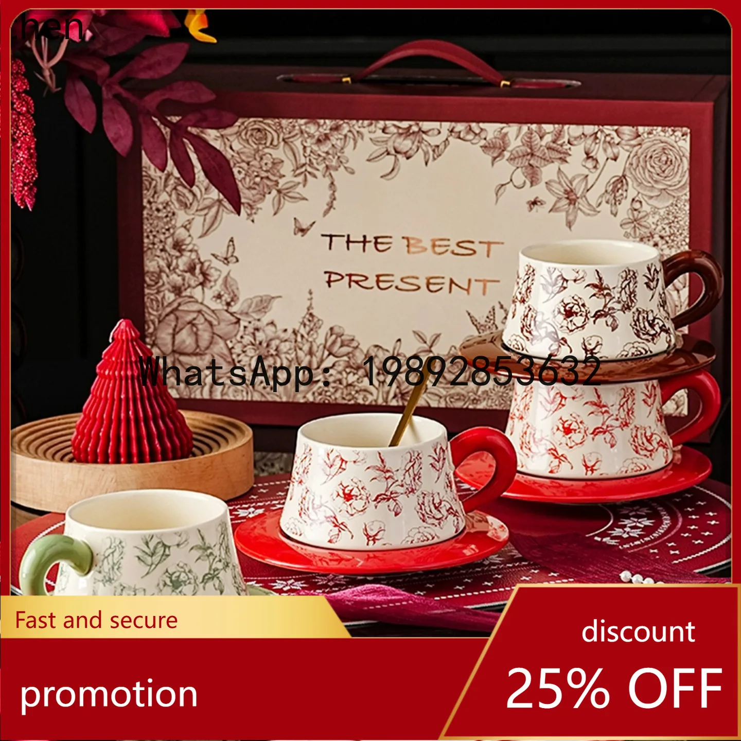 ZZ coffee cup and saucer set, high-end exquisite floral ceramic cup and saucer, a pair of wedding gifts 2