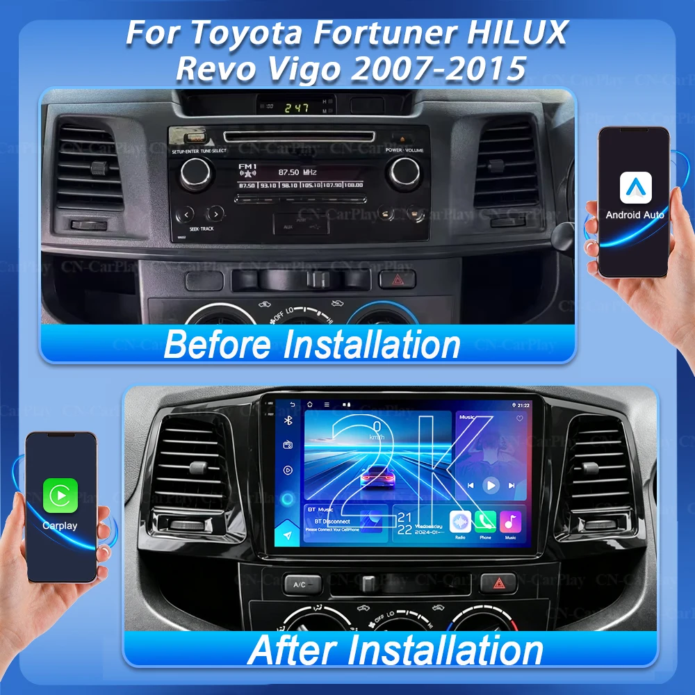 For Toyota Fortuner HILUX Revo Vigo 2007 2006 2007 2008 2009 2010 2011 2012 2013 2014 2015 Multimedia Video Player Stereo GPS 5G