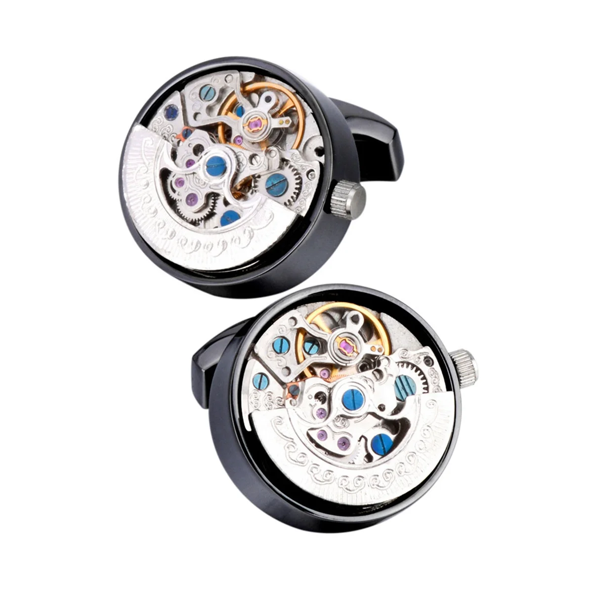 

Movement Cufflinks Gear Precision Carving Fully Automatic Mechanical French Shirt Cufflinks Men's Sleeve Nails, B