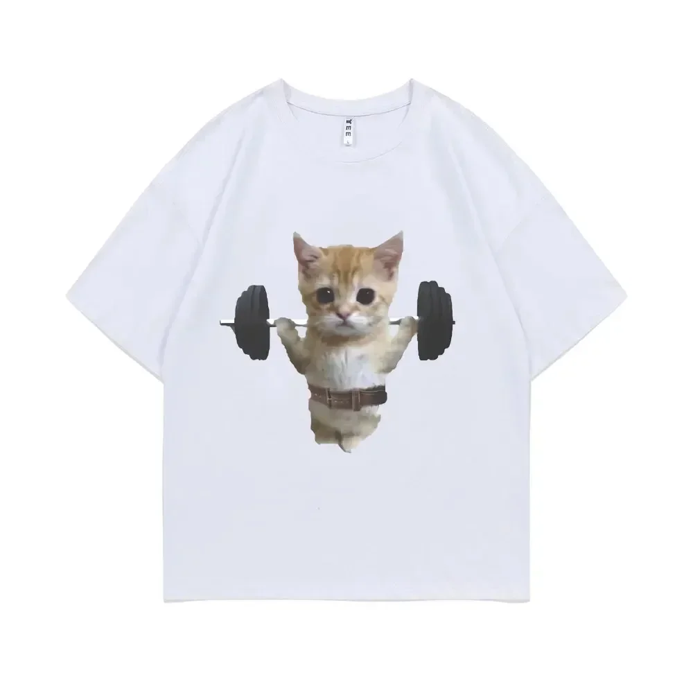 Funny Gym Sam Sulek Cat Pattern Printed T-shirt for Women Cute Gym Pumpkin T-shirt for Women Emojis Short Sleeve T-shirt Pattern
