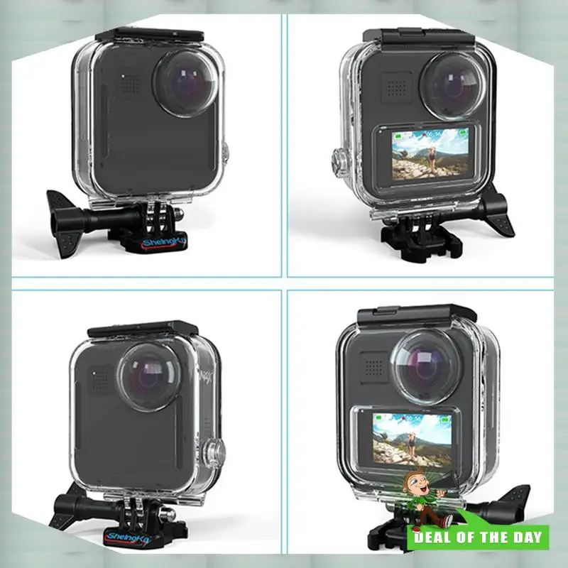

24-часовая доставка Sheingka для камеры Gopro MAX, водонепроницаемый чехол, панель для панорамной спортивной камеры, подводный чехол, черный и Ttransparen