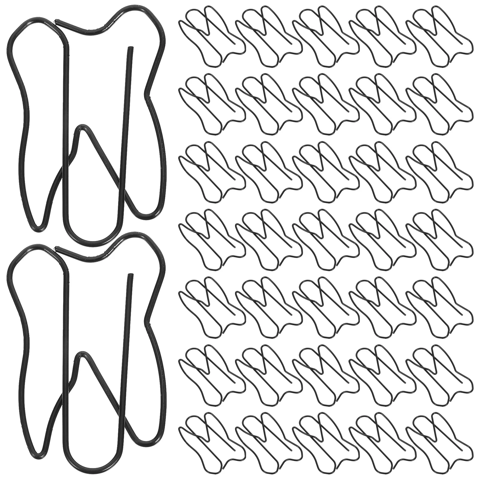 

100Pcs Black Tooth Paper Clips Unique Design Stationery for Organizing Files Notes Portable Lightweight Bookmark