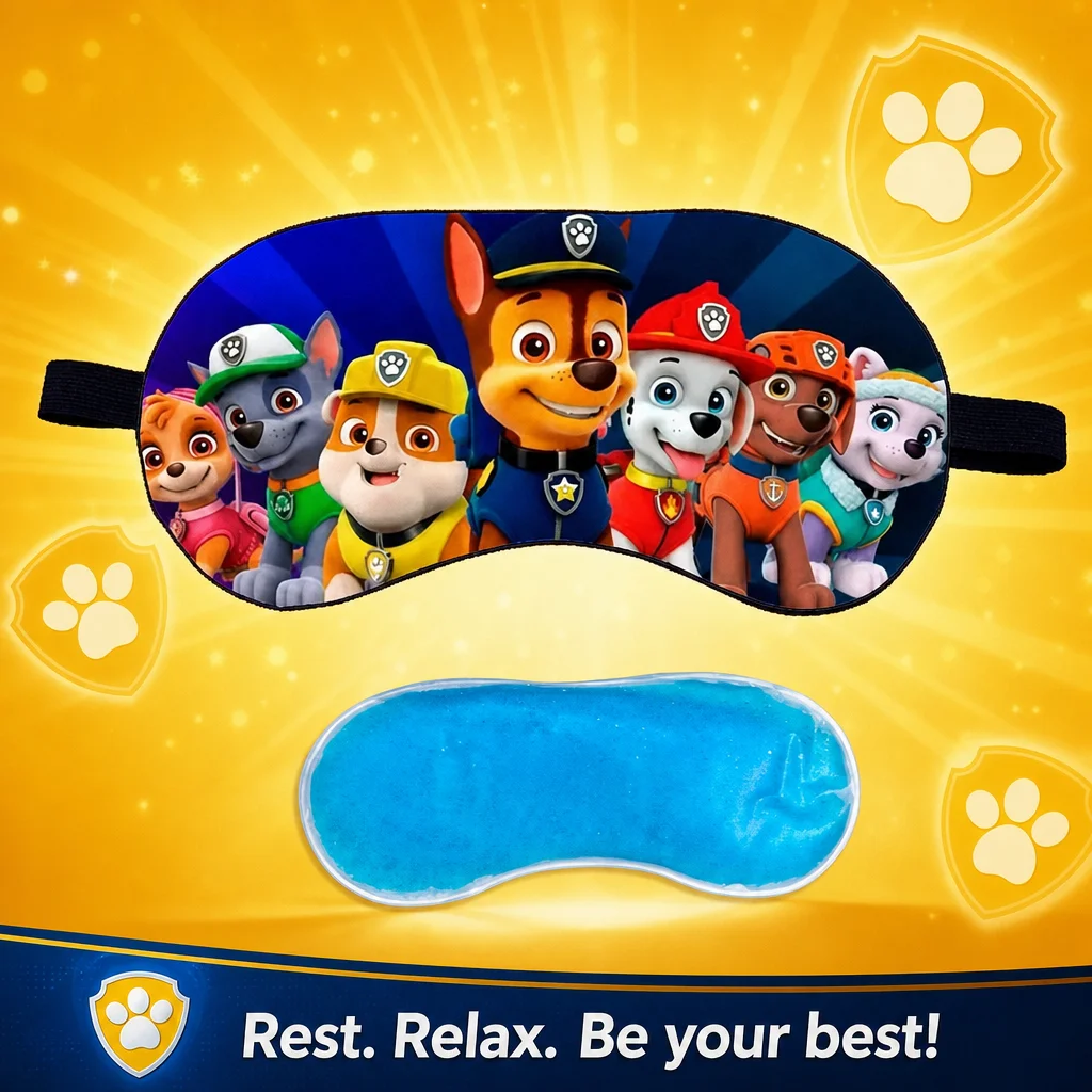 Paw Patrol Anime Hot Cold Compress Eye Mask Sleep Blackout for Kids Students Custom Logo Soft Comfort Travel Premium Gift