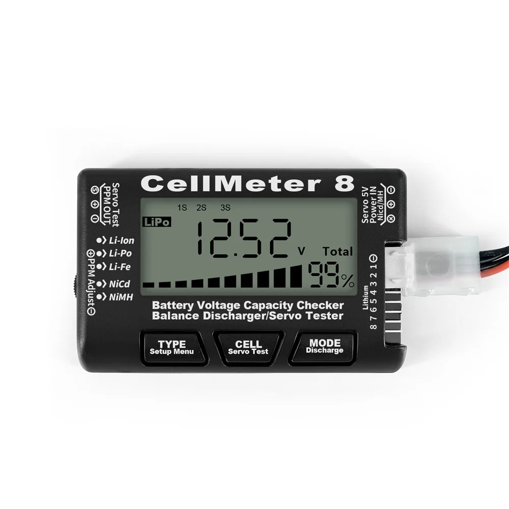 Tester di tensione della batteria digitale Checker controllo della capacità Controller LiPo Li-lon NiMH Battery Balance scaricatore Servo Tester