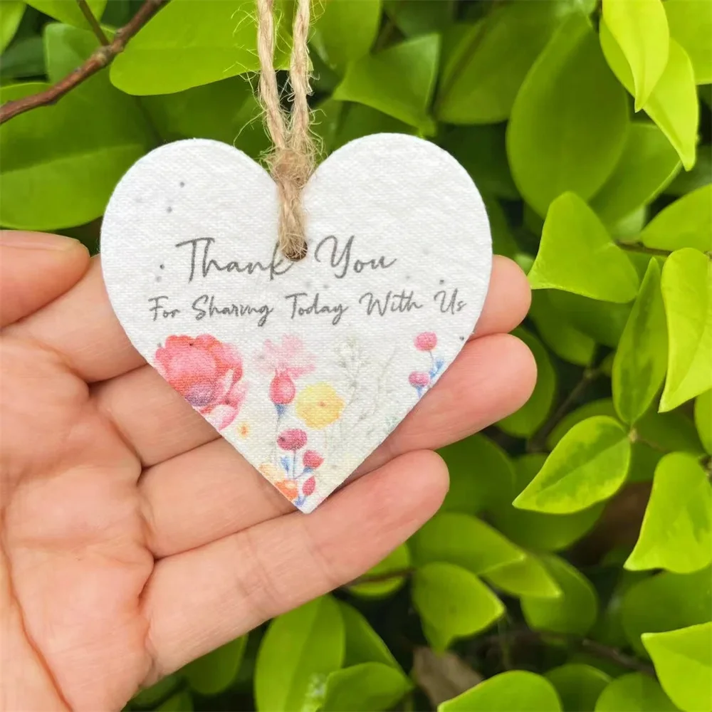 Custom Plantable Seed Paper Heart Wedding Favors, Wildflower Seed Paper, Handmade Gift for Guest, Thank You Card, Baby Shower Fa