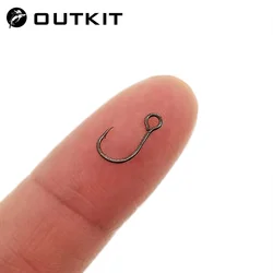 OUTKIT 12pcs for Fishing Lure Spare Hook Single Fish Lure Hooks Inline Hook Big Eye Size4 6 8 10 12 Tackle High Carbon Steel