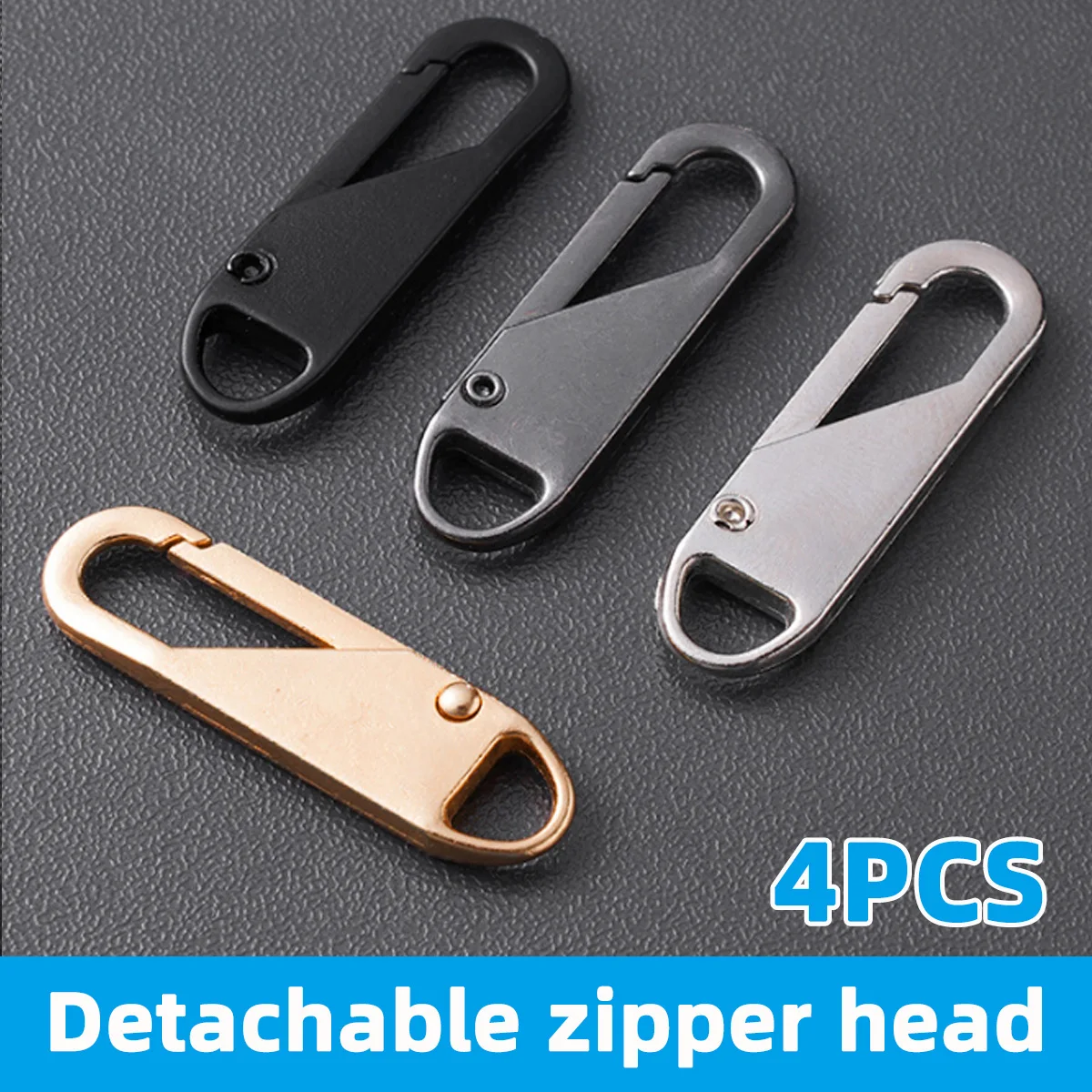 4PCS Zipper Head Replacement Parts Reusable Detachable Durable Multi Functional Metal Zipper Suitable For Luggage And Clothing