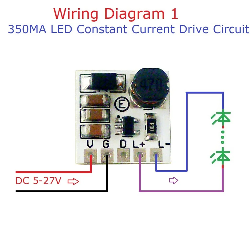 MiNI DC 5-27V 350mA Step-down HB LED Driver Module Adjustable PWM Controller DC-DC Buck Constant Current Converter 5V 12V 24V