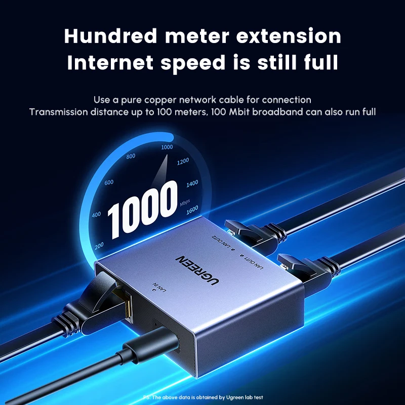 UGREEN 이더넷 스플리터 1000Mbps 이더넷 스플리터 1대2, 플러그 앤 플레이, 2개 장치 동시 네트워킹