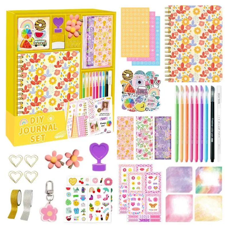 Journaling Art Crafts Kit Floral Journal Kit Scrapbook Journal Set Fun Craft Set Desirable Stationery Supplies For Teenage Kids