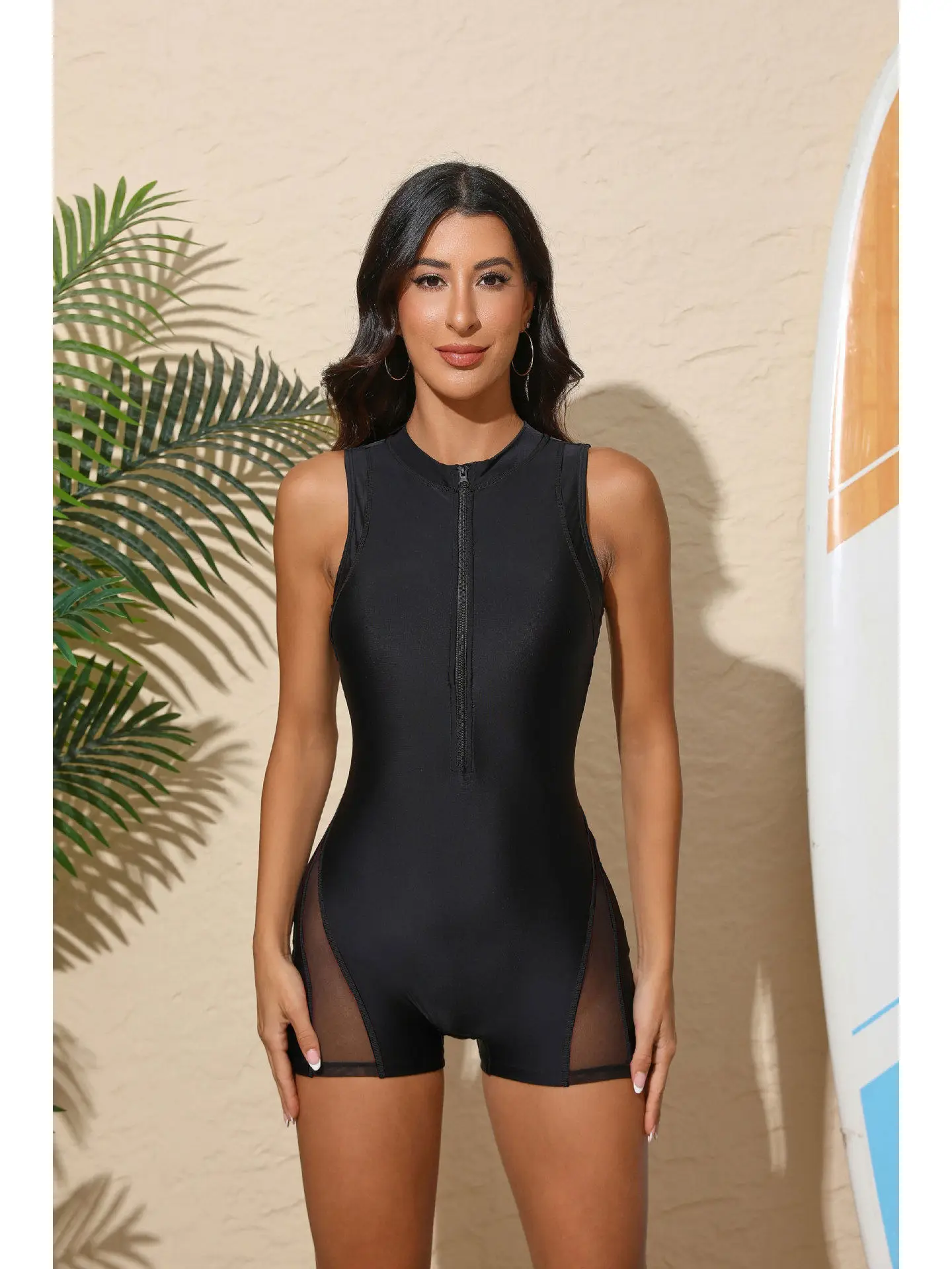 

Conservative Sports One-Piece Swimsuit Women's High Waist Cover up Slimming Flat Footwear Leisure Sle Swimmingwear