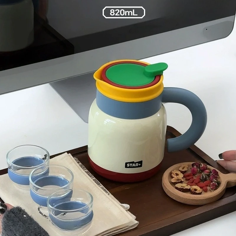 

Vintage Style Large Capacity Insulated Kettle for Home and Office, Tea and Water Separation, Tea Brewing Kettle with Three Cups