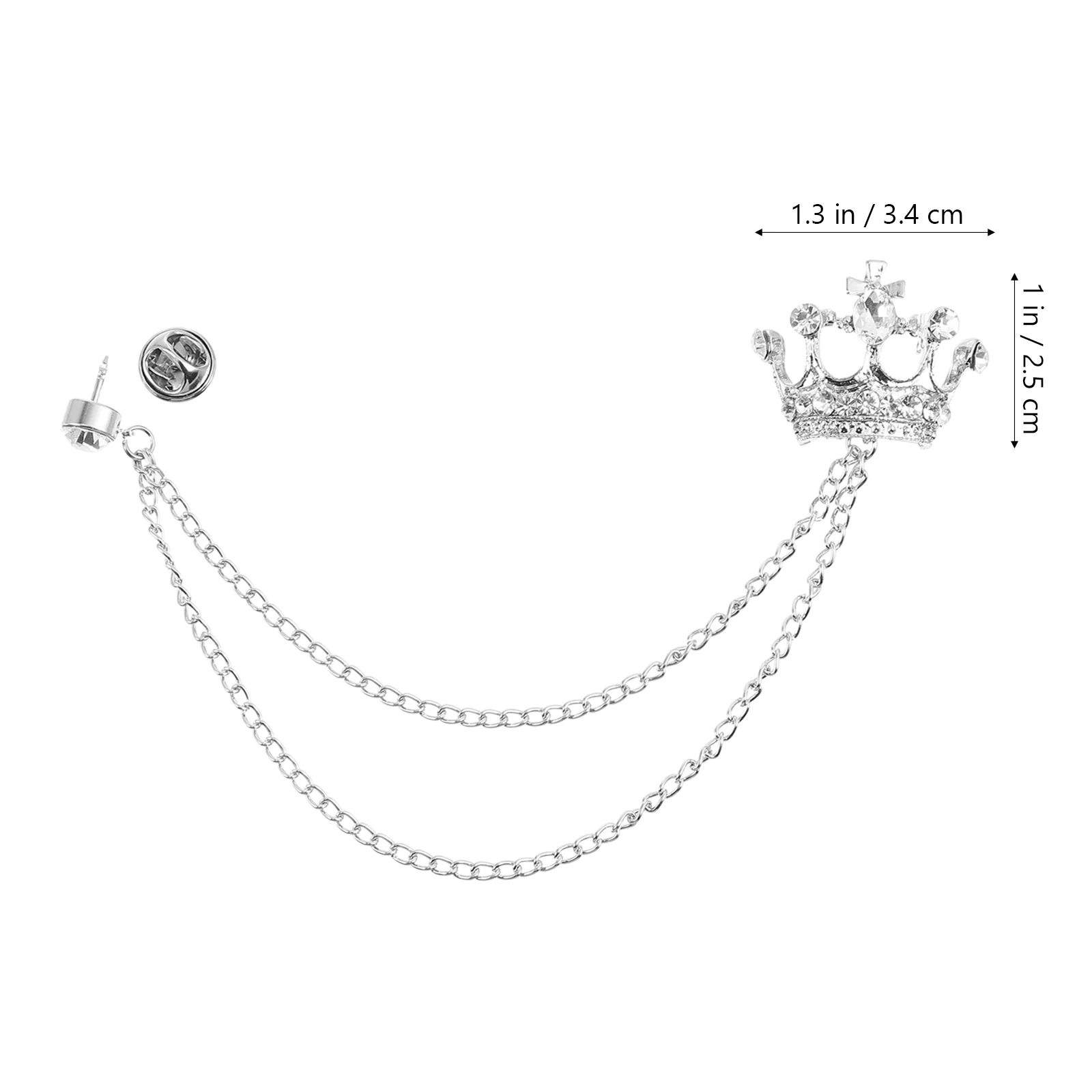 

2pcs Lapel Pin Badge Tassel Clip Collar Men Suit Shirt Brooch Crown Coat Clip Alloy Chain Elegant Accessories