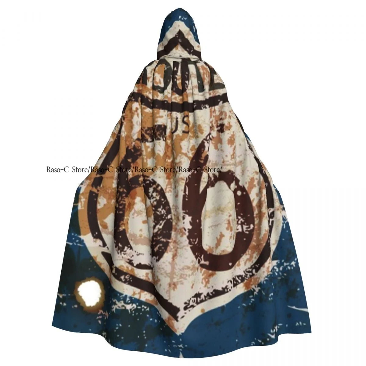 Vintage Route 66 Road Sign Retro Illustration Hooded Cloak Polyester Unisex Witch Cape Costume Accessory