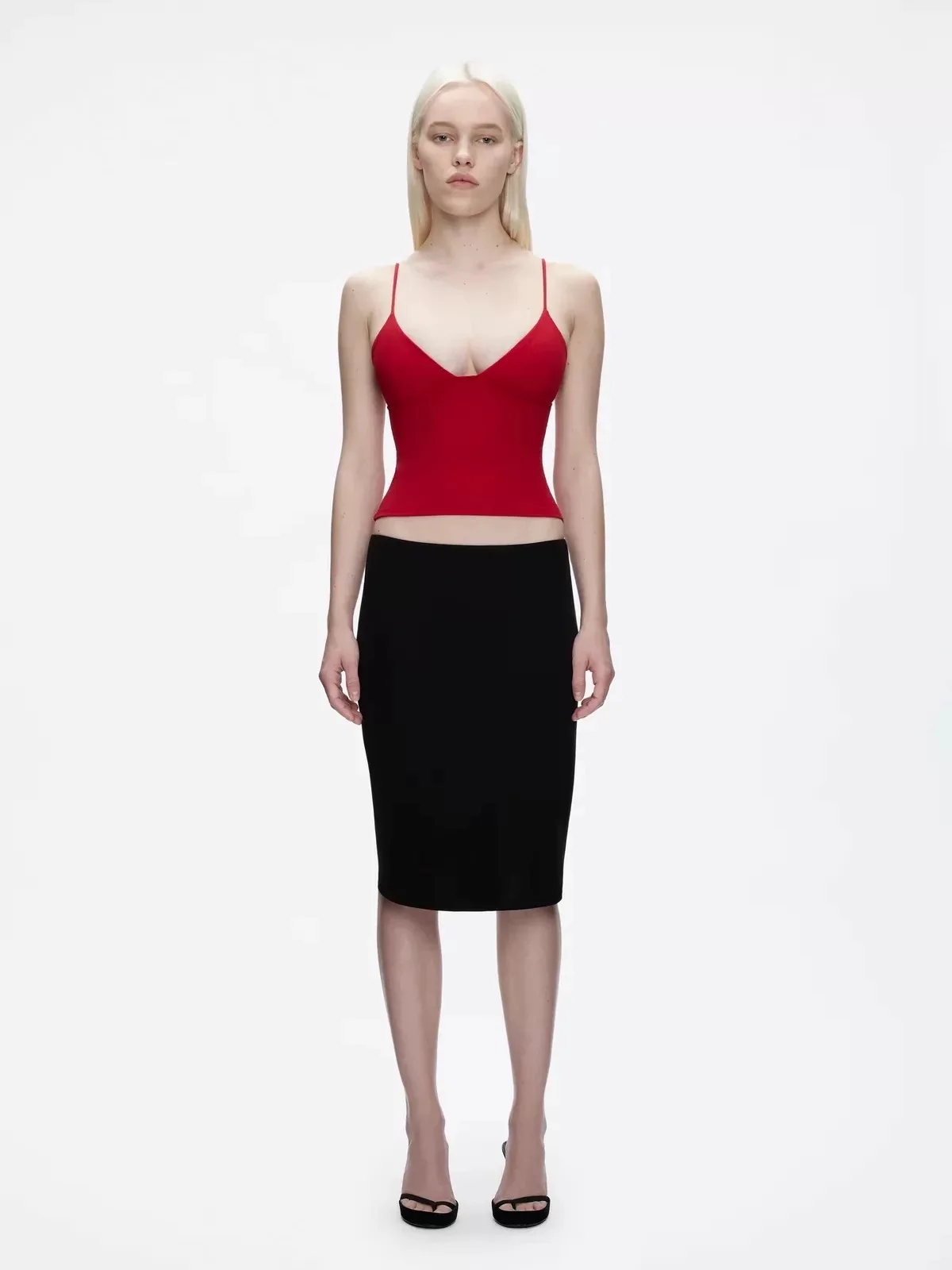 TankA dollar half skirt Low waist pack hip skirt base matching rayon double layer fabric