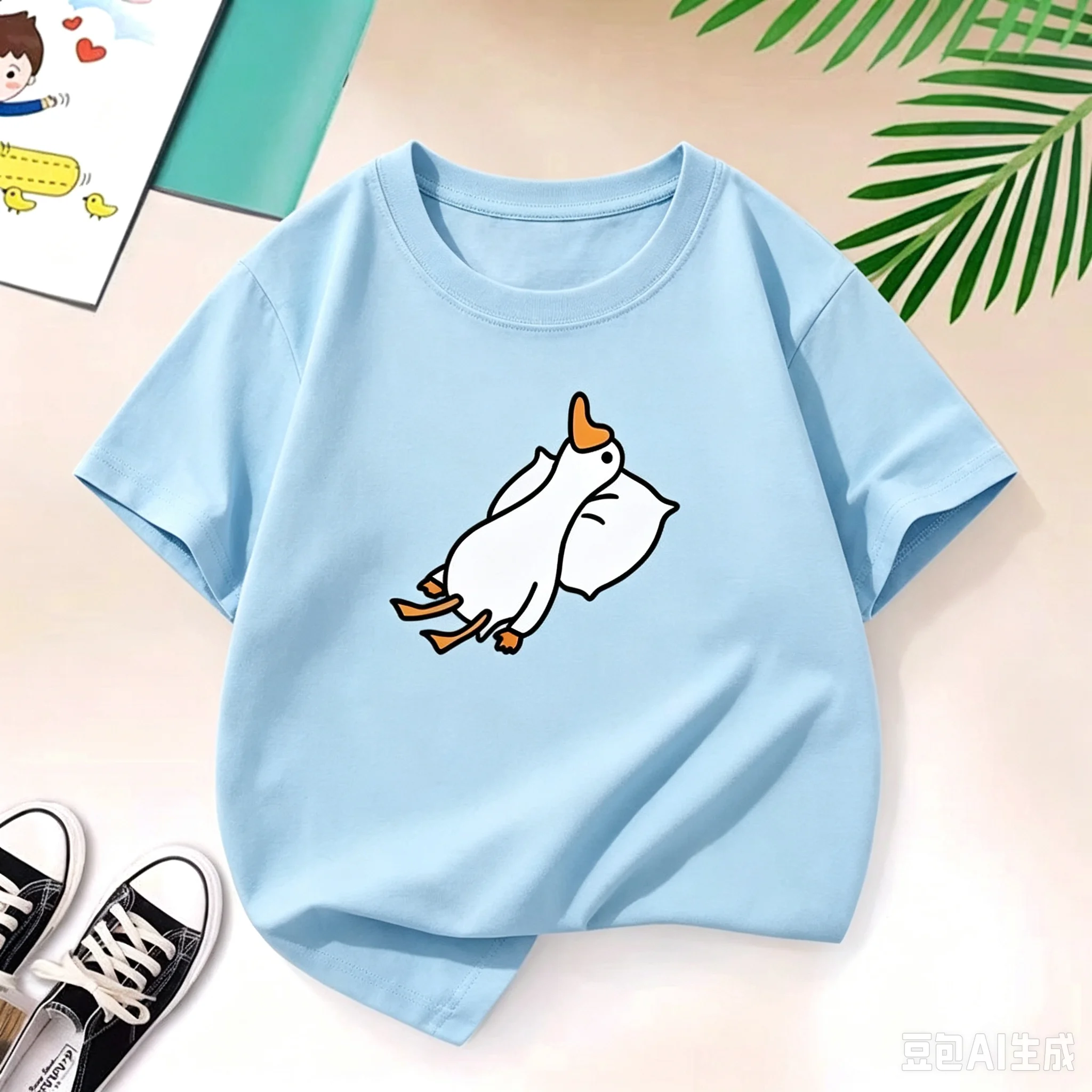 Neue Y2K Oberteile Lazy Duck Grafikdruck Baby Jungen T-Shirt Schwarz Kinder Oberteile T-Shirt Sommer Neue Y2k Casual Cartoon T-Shirt 6 8 10 12 Jahre – Detail 3