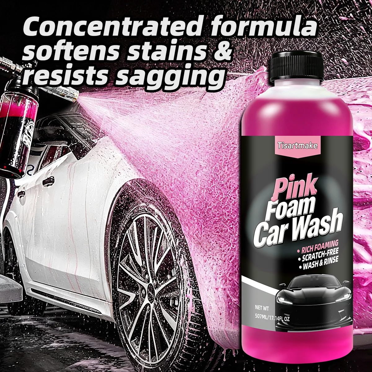 

Pink Foaming Extreme Bodywash & Wax Foaming Car Wash Soap, (Works with Foam Cannons/Guns or Bucket Washes) For Cars, Trucks