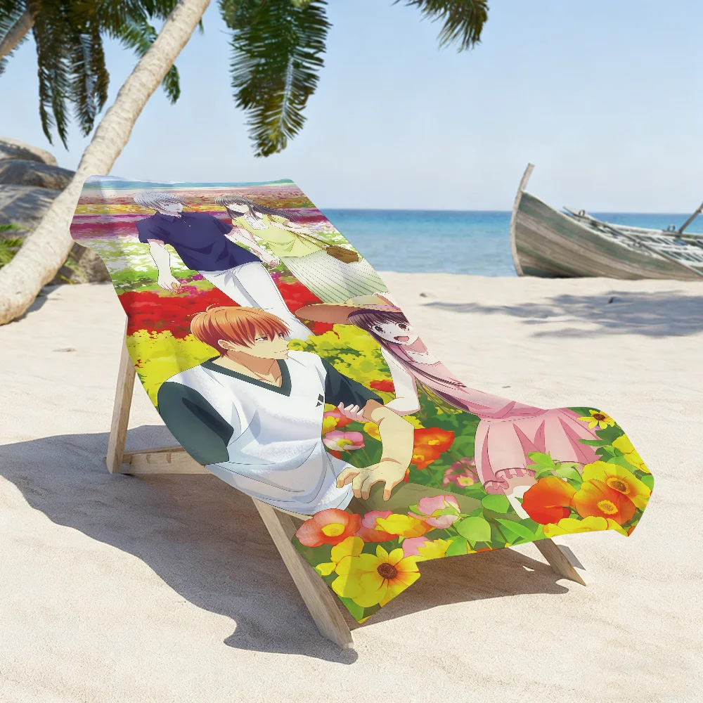 Anime F-Fruits Basket Towel Sports Quick Dry Travel Camping Gear Sandproof Soft Light Large Beach Towel