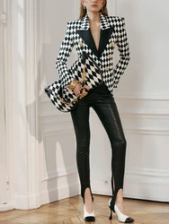 HIGH STREET Newest 2024 Designer Jacket Women's Double Breasted Diamonds Printed Slim Fitting Blazer