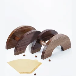 Coffee Filter Paper Holder Walnut Wood Coffee Accessories Stand Capacity of 100 Pcs Paper Storage