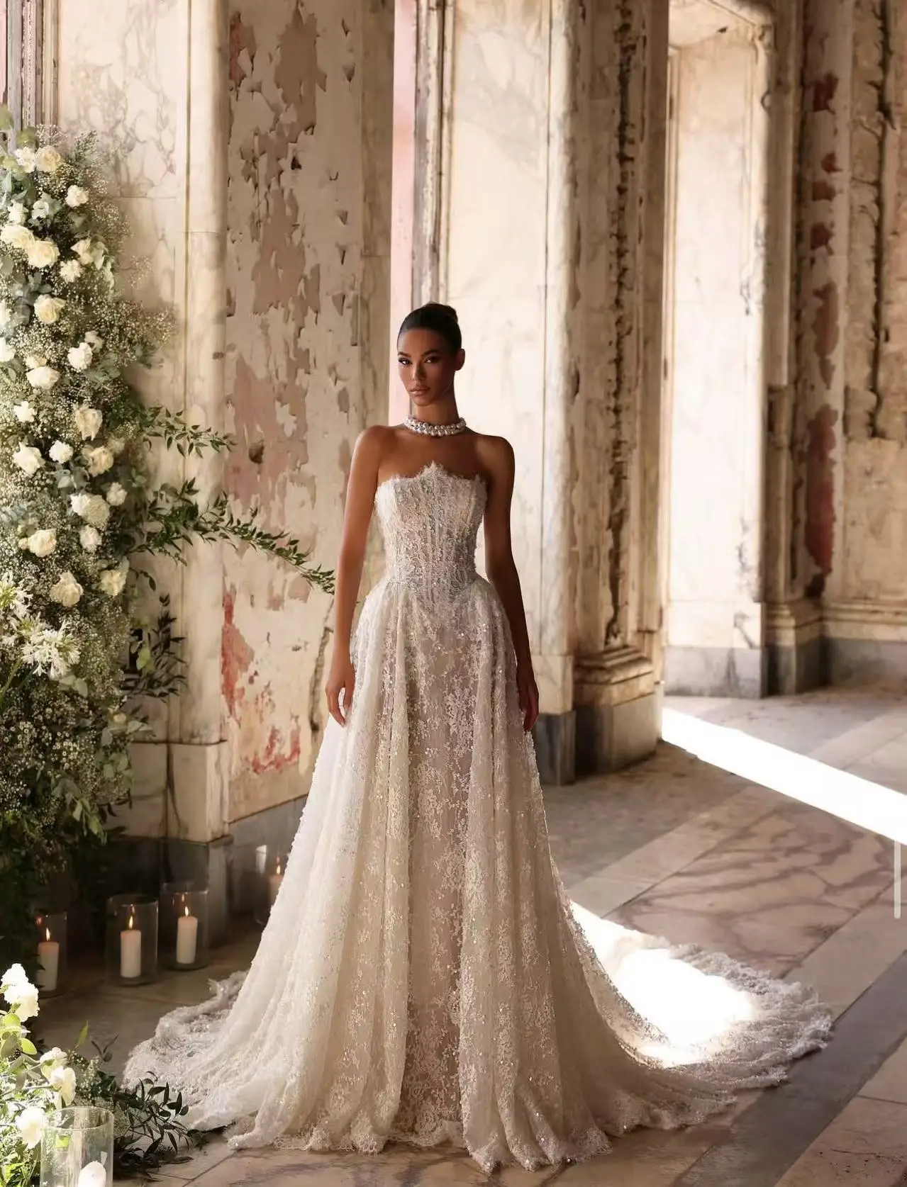 Spitze Hochzeitskleid A-Linie Vestido De Novia Brillante Elegante Minimalista Vestidos Princesa Alta Costura Vintage Hochzeitskleid